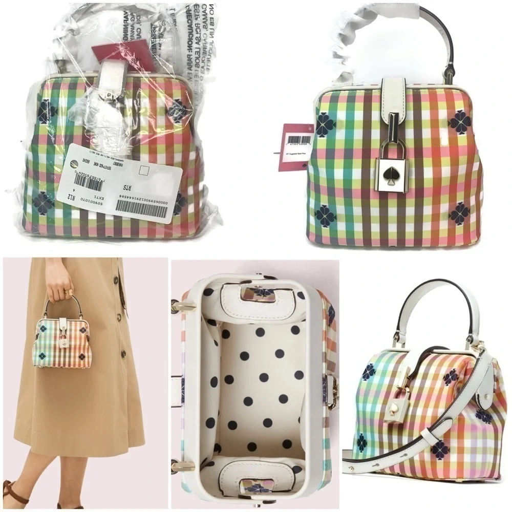 Kate Spade Remedy Doctor Micro Plaid Rainbow Clover Gingham Bag